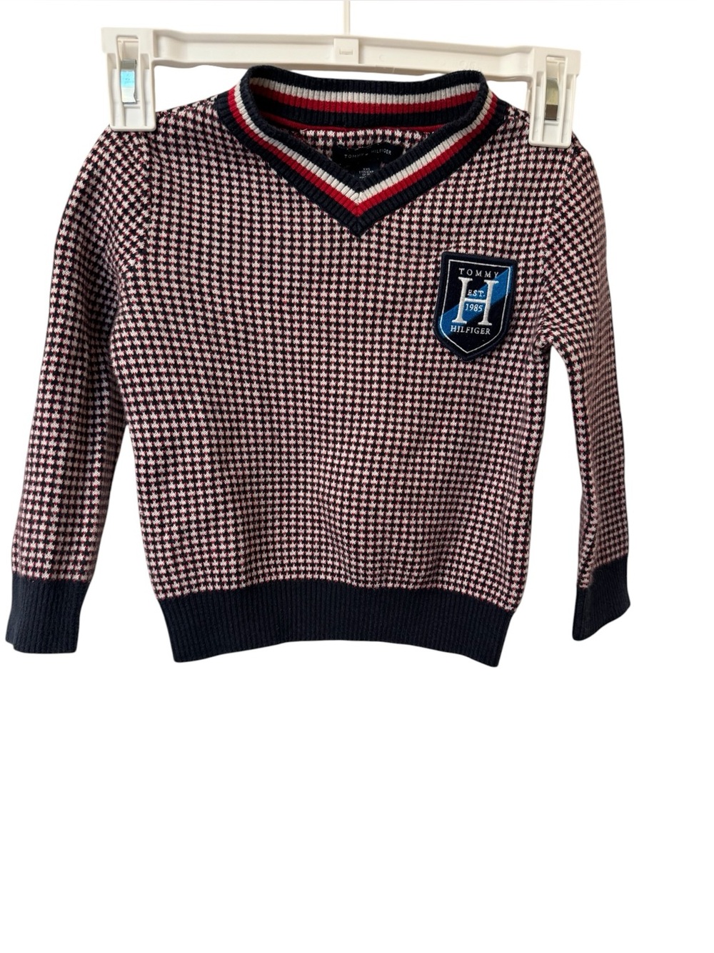 Tommy Hilfiger Houndstooth 2T-3T Varsity‎ Crest Sweater. 100% Cotton